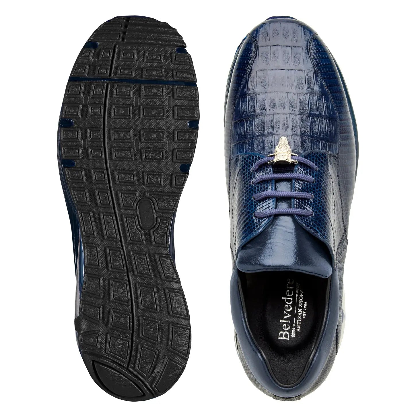 Belvedere Lazaro Y40B Navy Genuine Caiman Crocodile/Lizards Sneakers