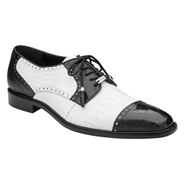 Belvedere Batta 14006 Black/White Genuine Ostrich Oxfords