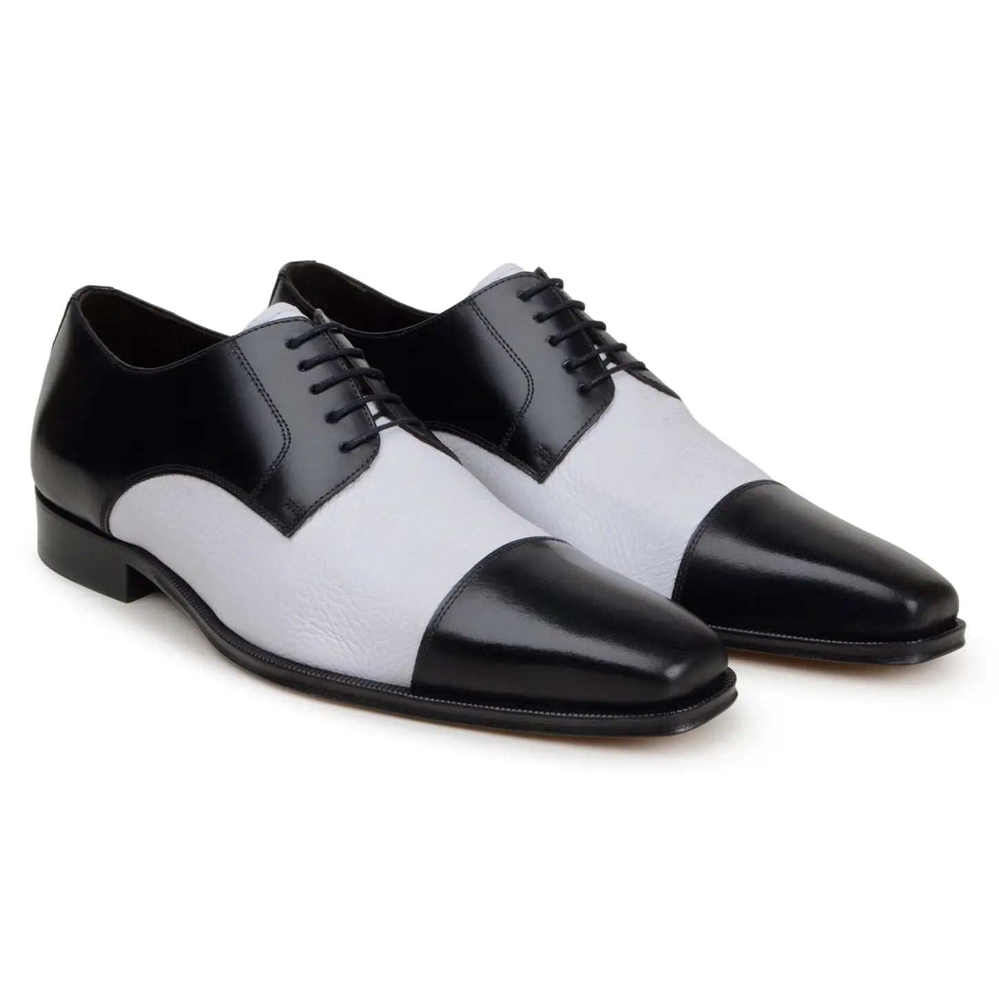 Belvedere Alexander Black/White Genuine Leather Italian Deerskin/Calf Oxfords