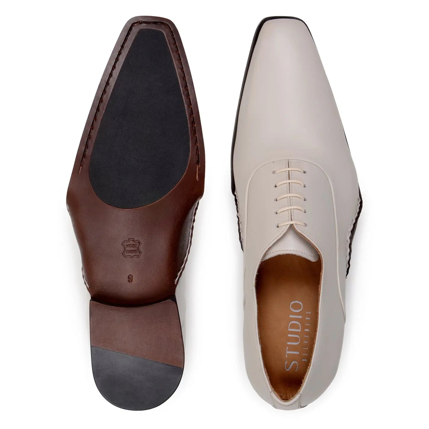 Belvedere Bianca Light Bone Genuine Leather Italian Calf Oxfords