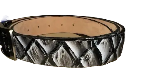 Belvedere 4000 Ivory/Black Genuine Pirarucu Belt