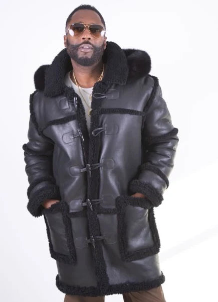 Jakewood 4100 Black Genuine Sheepskin/Fur Long Jacket