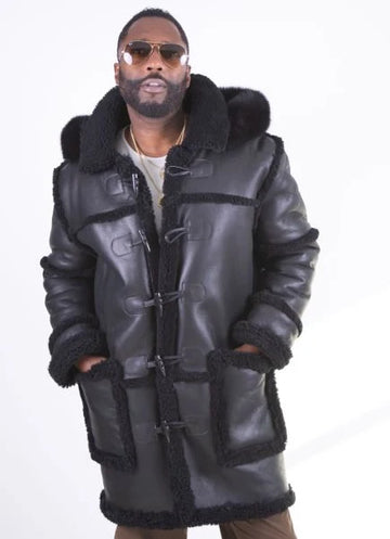 Jakewood 4100 Black Genuine Sheepskin/Fur Long Jacket