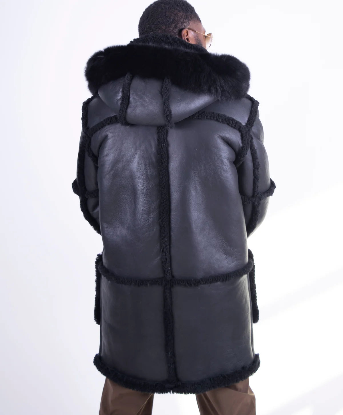 Jakewood 4100 Black Genuine Sheepskin/Fur Long Jacket
