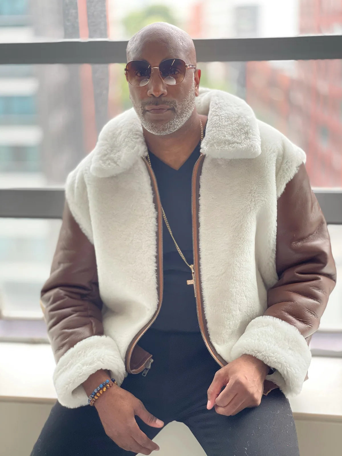 Jakewood 7020 Brown/Milky Genuine Sheepskin/Fur Jacket