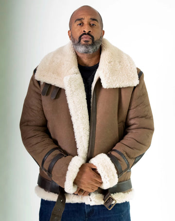 Jakewood 8404 Distressed Brown Genuine Sheepskin Bomber Jacket