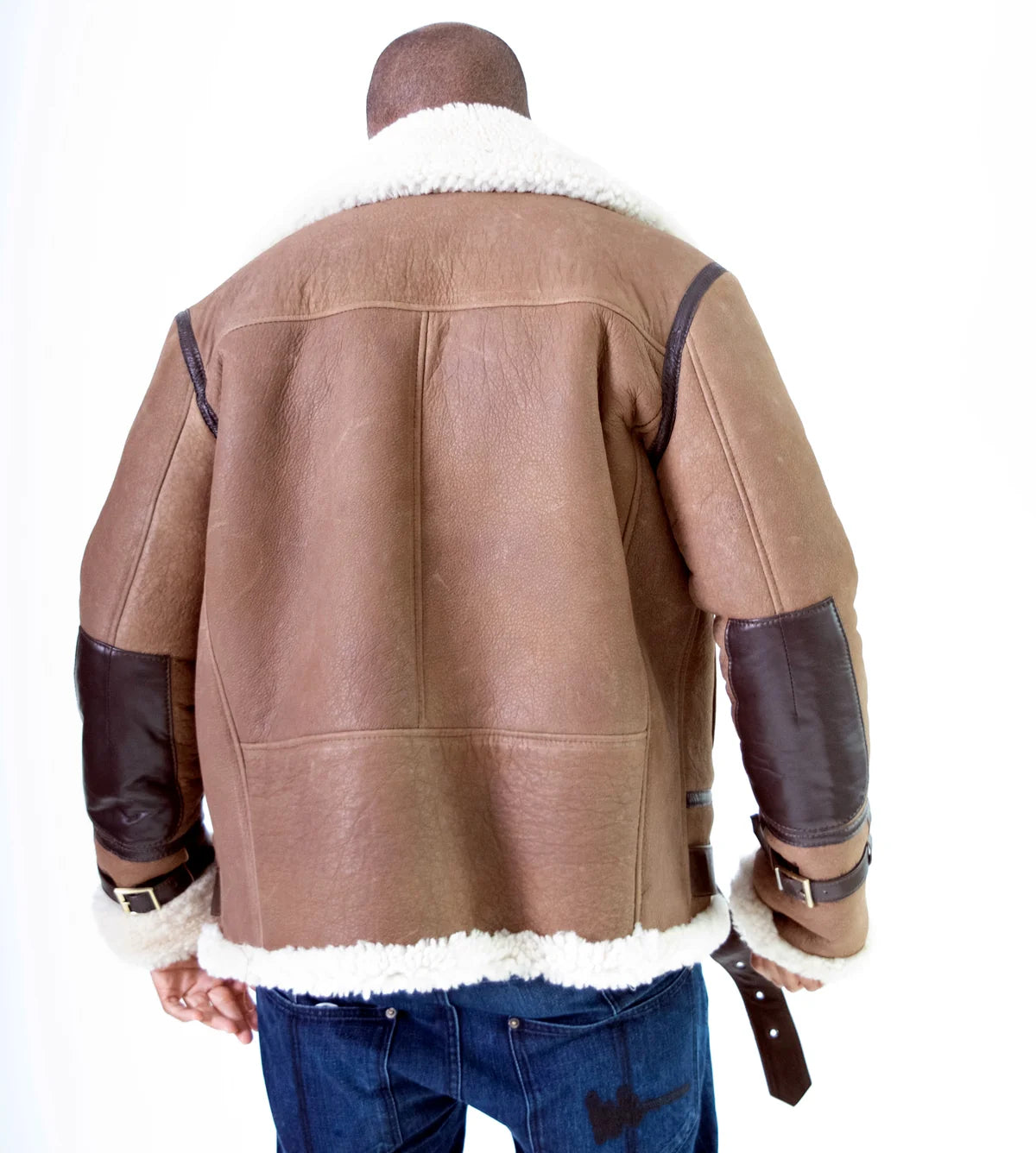 Jakewood 8404 Distressed Brown Genuine Sheepskin Bomber Jacket