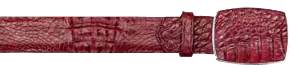 Los Altos C11A0206 Burgundy Genuine Caiman Crocodile Hornback Cowboy Belt