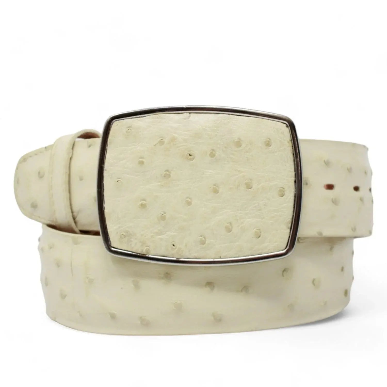 Los Altos C11A0304 Winter White Genuine Ostrich Cowboy Belt Suit Essence