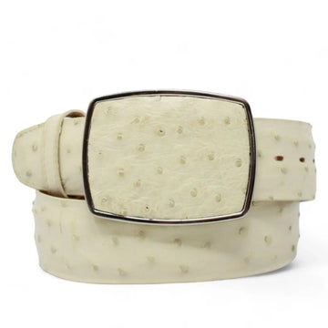 Los Altos C11A0304 Winter White Genuine Ostrich Cowboy Belt Suit Essence