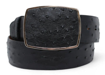 Los Altos C11A0305 Black Genuine Ostrich Cowboy Belt