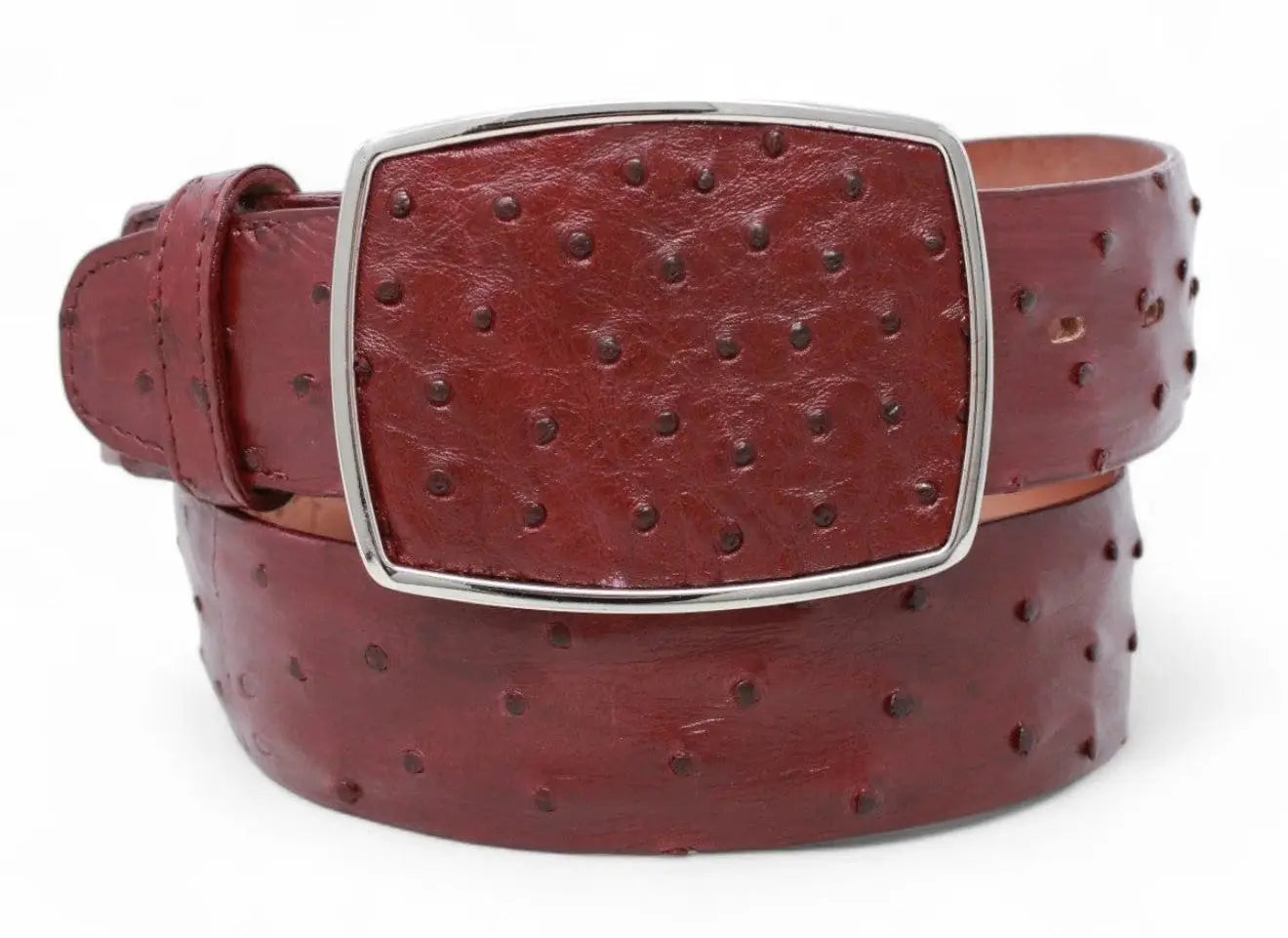 Los Altos C11A0306 Burgundy Genuine Ostrich Cowboy Belt