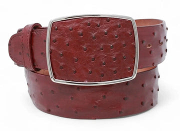 Los Altos C11A0306 Burgundy Genuine Ostrich Cowboy Belt