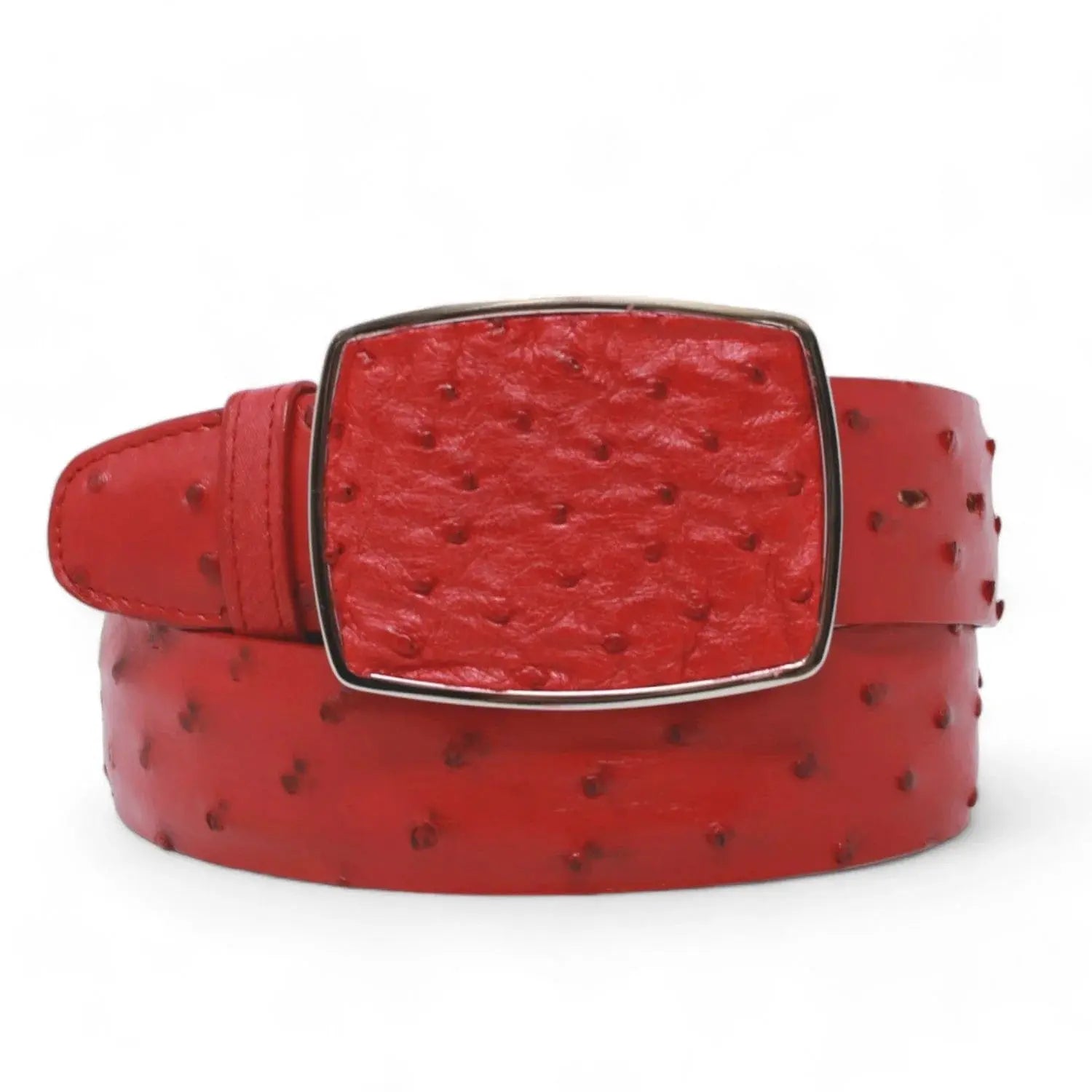 Los Altos C11A0312 Red Genuine Ostrich Cowboy Belt Suit Essence