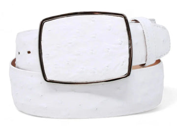 Los Altos C11A0328 White Genuine Ostrich Cowboy Belt
