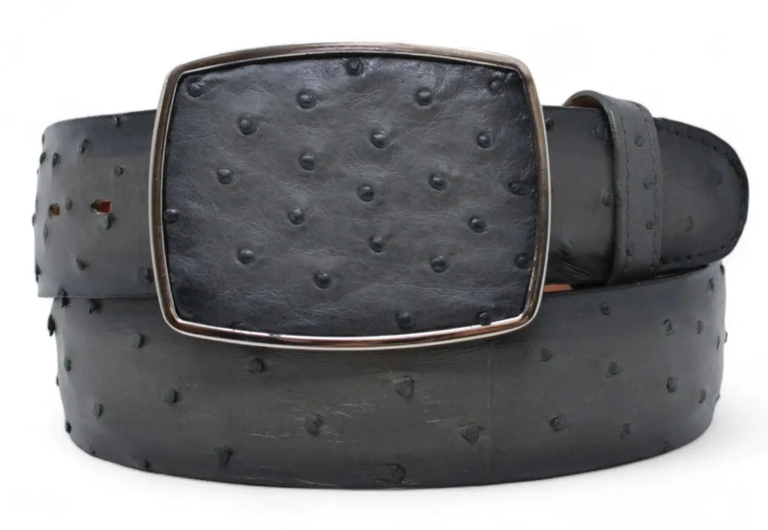Los Altos C11A0338 Faded Gray Genuine Ostrich Cowboy Belt
