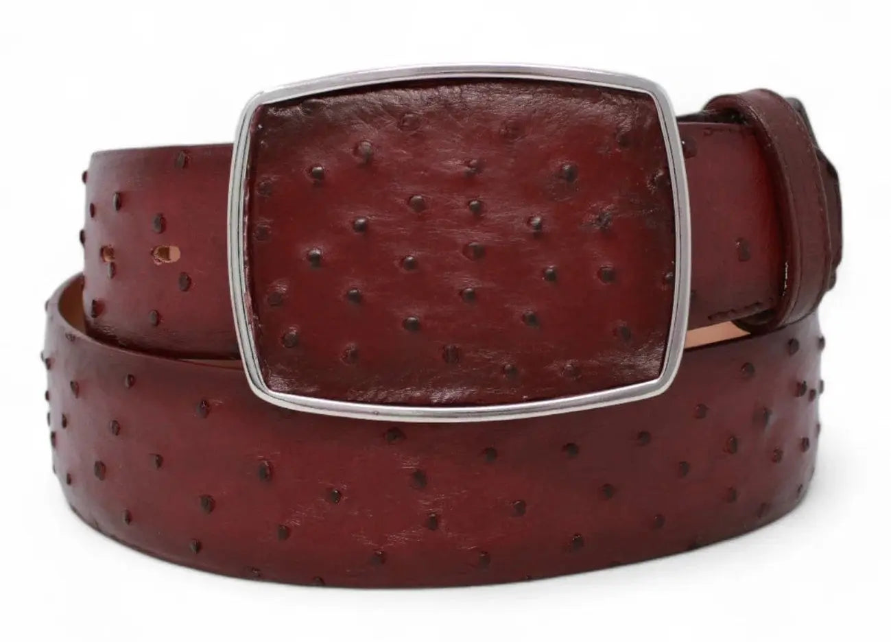 Los Altos C11A0343 Faded Burgundy Genuine Ostrich Cowboy Belt