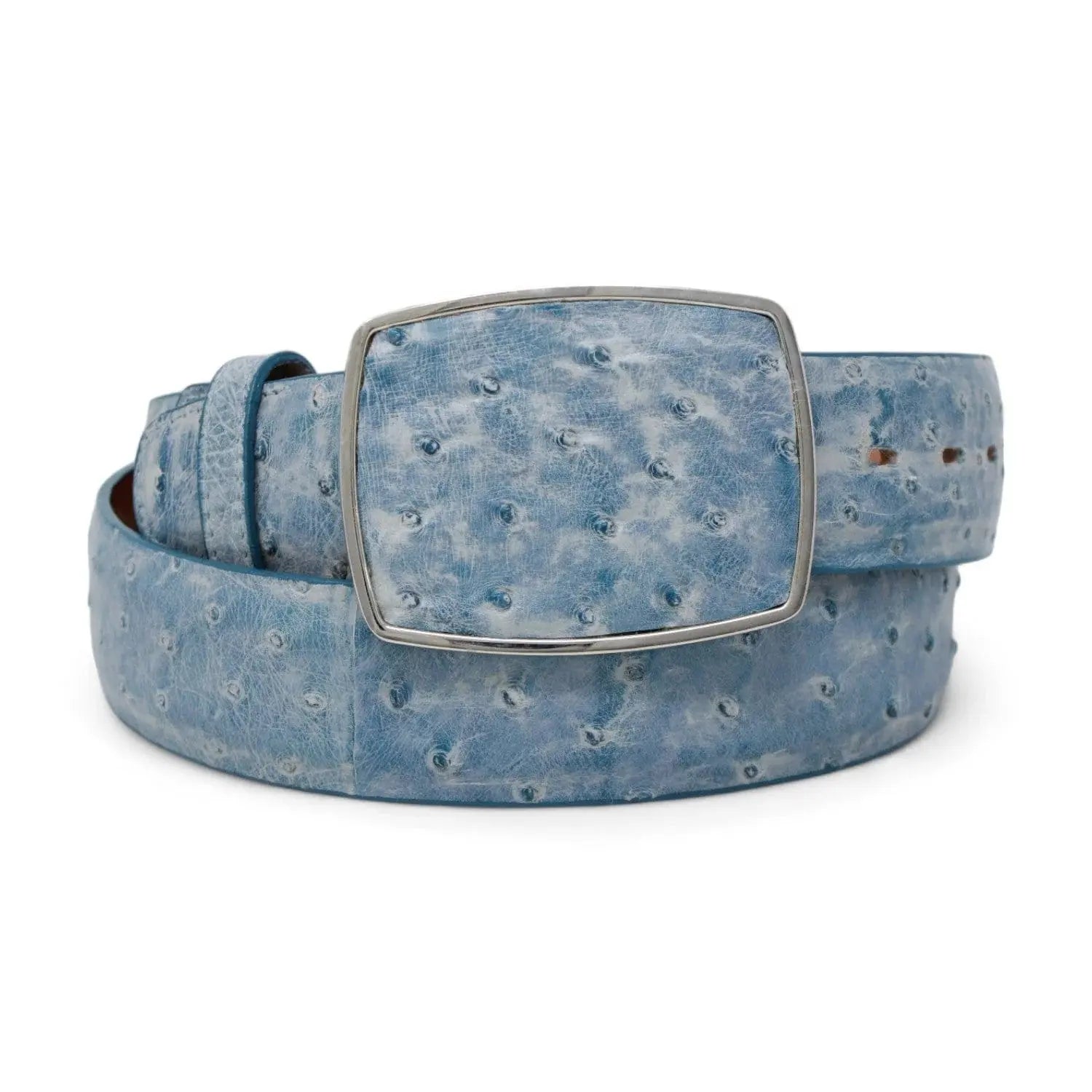 Los Altos C11A0382 Rustic Blue Genuine Ostrich Cowboy Belt Suit Essence