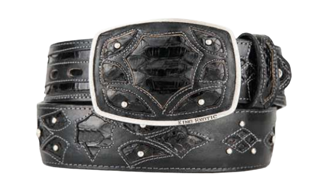 King Exotic 4C11F5705 Black Genuine Python Cowboy Belt