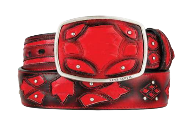King Exotic 4C11F5712 Red Genuine Python Cowboy Belt
