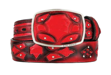 King Exotic C11F5712 Red Genuine Python Cowboy Belt