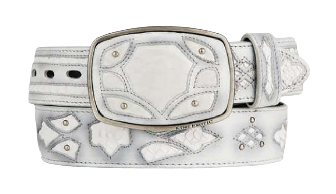 King Exotic 4C11F5728 White Genuine Python Cowboy Belt