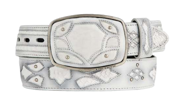 King Exotic C11F5728 White Genuine Python Cowboy Belt