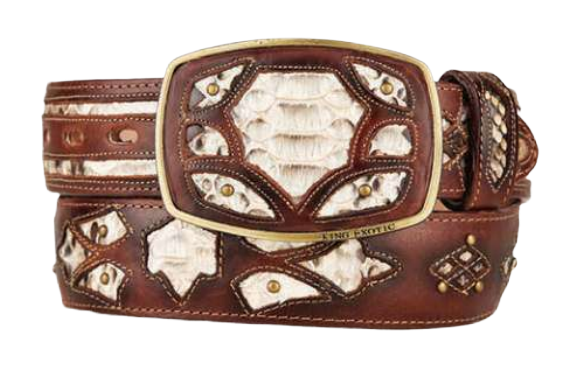 King Exotic C11F5785 Natural Brown Genuine Python Cowboy Belt