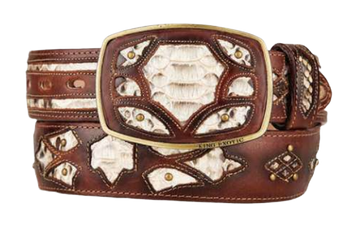 King Exotic C11F5785 Natural Brown Genuine Python Cowboy Belt