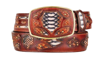 King Exotic C11F5788 Rustic Cognac Genuine Python Cowboy Belt