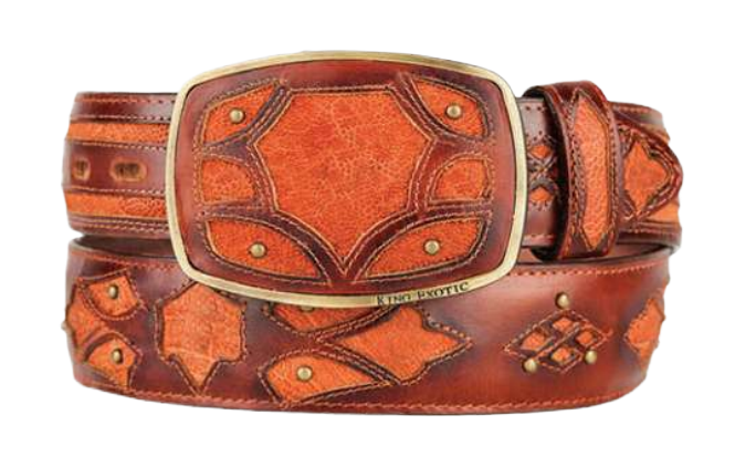 King Exotic C11F7003 Cognac Genuine Elephant Cowboy Belt