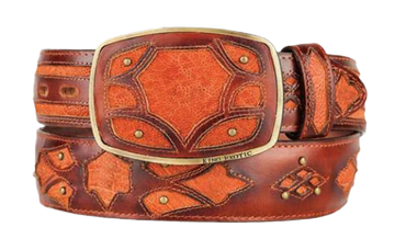 King Exotic C11F7003 Cognac Genuine Elephant Cowboy Belt