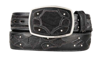 King Exotic C11F7005 Black Genuine Elephant Cowboy Belt
