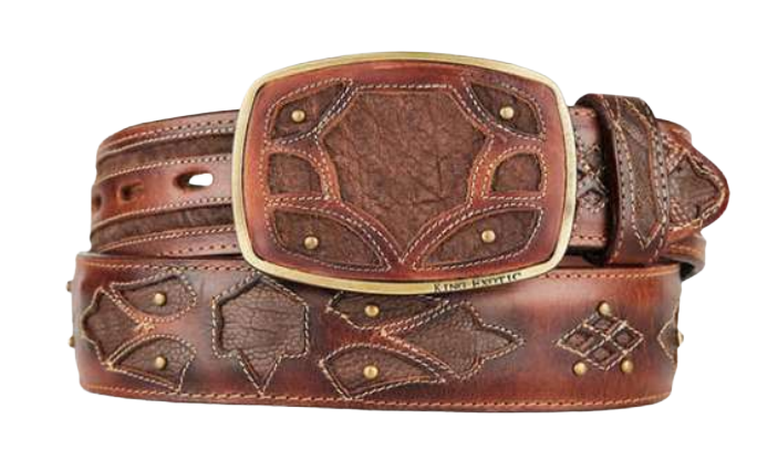 King Exotic C11F7007 Brown Genuine Elephant Cowboy Belt