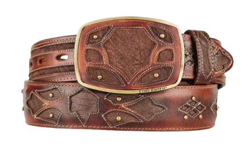 King Exotic C11F7007 Brown Genuine Elephant Cowboy Belt