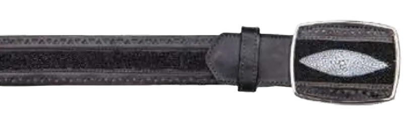 Los Altos C25U1205 Black Genuine Single Stone Stingray Cowboy Belt