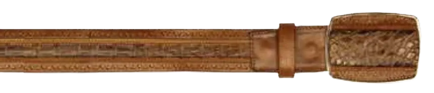 Los Altos C25U8216 Faded Brown Genuine Caiman Crocodile Belly Cowboy Belt