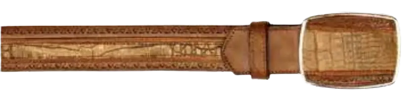Los Altos C25U8234 Sahara Brown Genuine Caiman Crocodile Belly Cowboy Belt