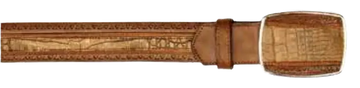 Los Altos C25U8234 Sahara Brown Genuine Caiman Crocodile Belly Cowboy Belt