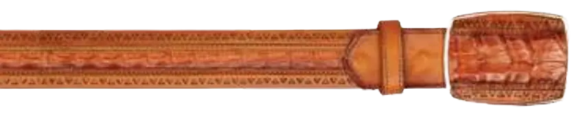 Los Altos C25U8257 Faded Cognac Genuine Caiman Crocodile Belly Cowboy Belt