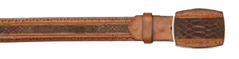 Los Altos C25UN5707 Nubuck Brown Genuine Python Cowboy Belt