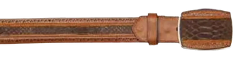 Los Altos C25UN5707 Nubuck Brown Genuine Python Cowboy Belt