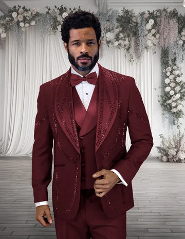 Statement Chic Burgundy Vest Tuxedo