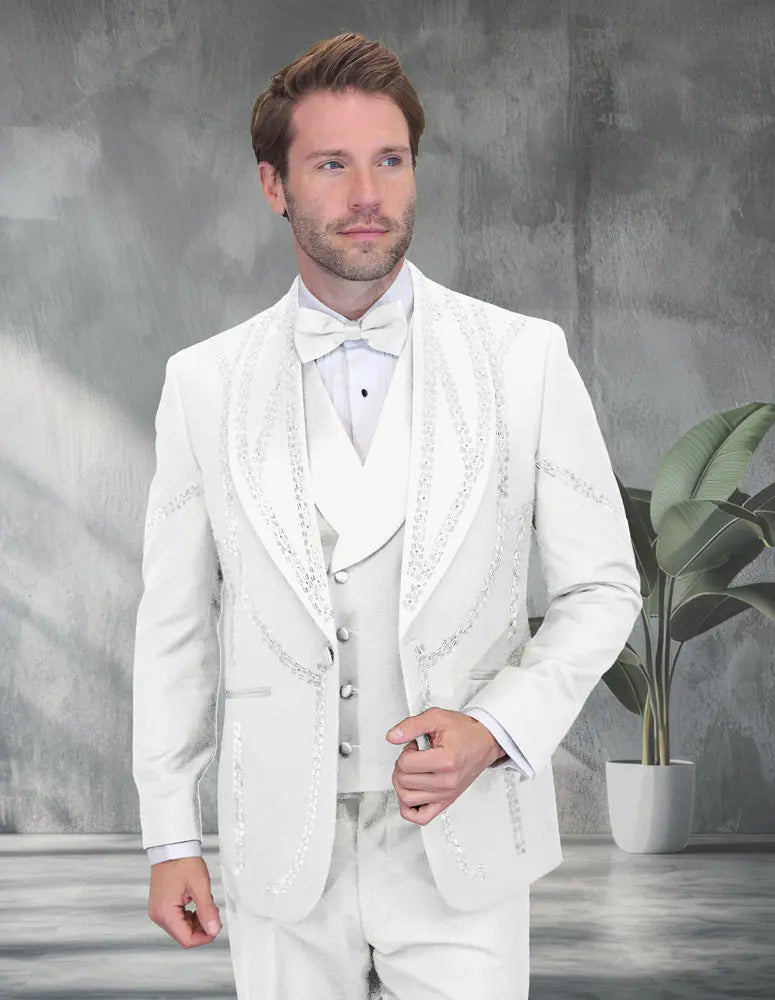 Statement Chic White Vest Tuxedo
