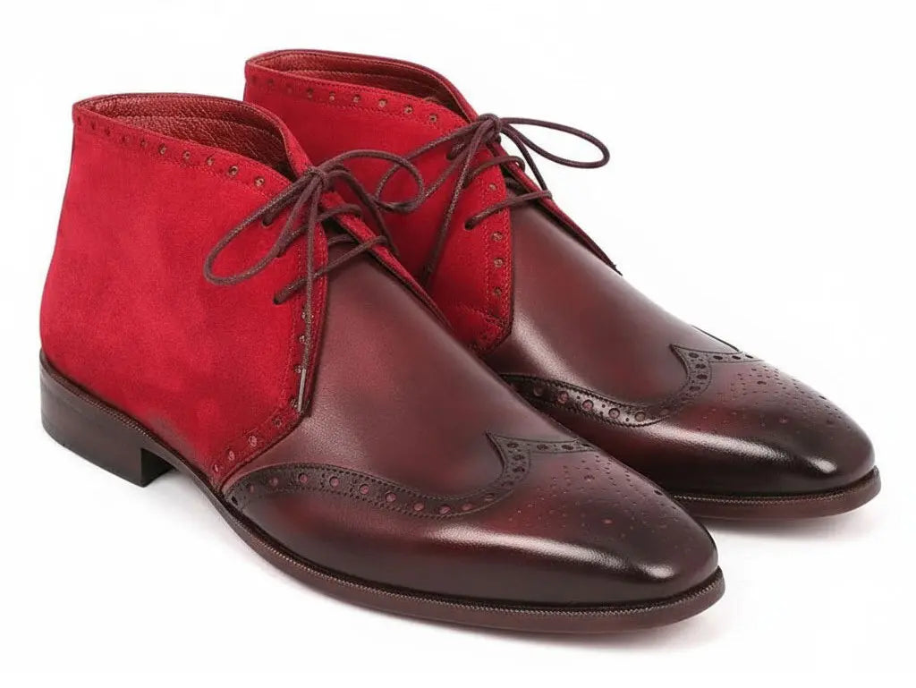 Paul Parkman Men's Bordeaux Suede Genuine Leather Chukka Boots (ID#CK51-BRD) PAUL PARKMAN