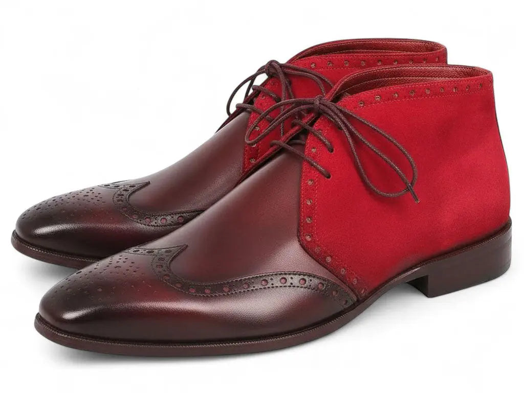 Paul Parkman Men's Bordeaux Suede Genuine Leather Chukka Boots (ID#CK51-BRD) PAUL PARKMAN
