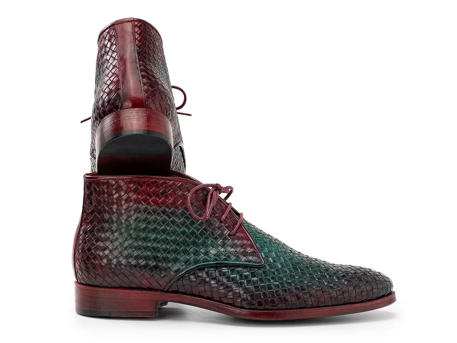 Paul Parkman Men's Green/Purple Woven Genuine Leather Chukka Boots (ID#CK82WGP) PAUL PARKMAN