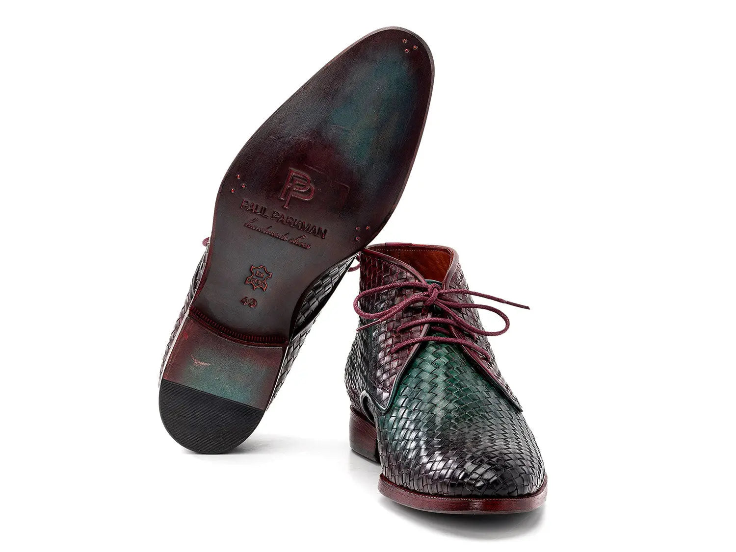 Paul Parkman Men's Green/Purple Woven Genuine Leather Chukka Boots (ID#CK82WGP) PAUL PARKMAN