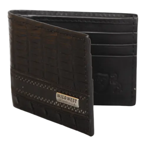 Wild West 2CA68205 Black Genuine Caiman Crocodile Belly Wallet Suit Essence
