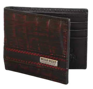 Wild West 2CA68218 Black Cherry Genuine Caiman Crocodile Belly Wallet Suit Essence